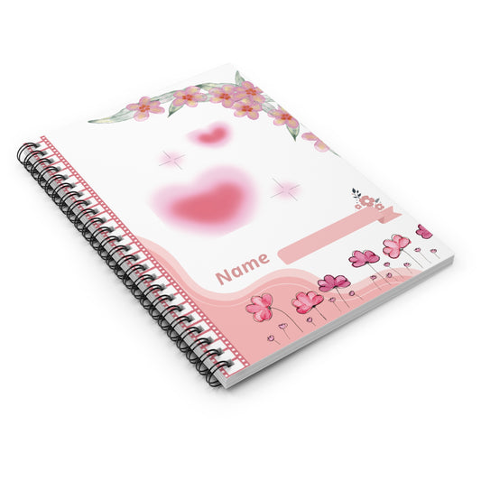 Personalized Floral Spiral Notebook - Heart Design, Cute Gift for Students, Journaling, Note-taking, Art Supplies, Back to School
