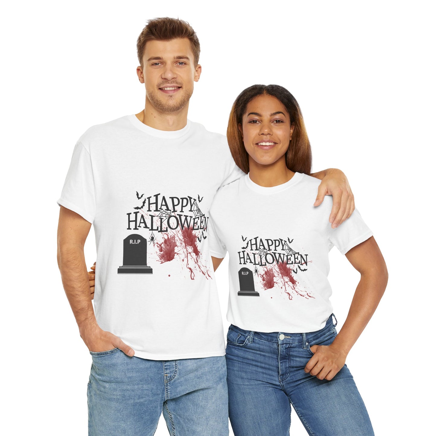 Halloween Spooky Unisex Heavy Cotton Tee, Happy Halloween Shirt, Horror T-Shirt, Costume Tee, Fall Festival Apparel